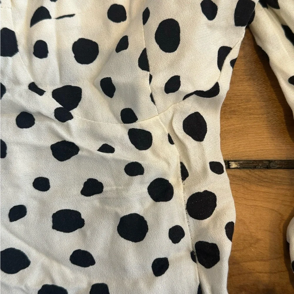 NWOT Reformation Size 2 Reign Puff Sleeve Top Ink Blot Dalmatian Print